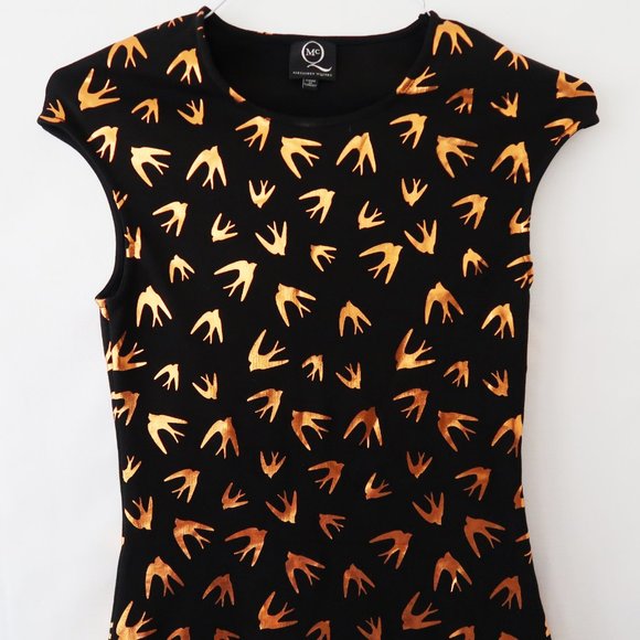 McQ Alexander McQueen Metallic Swallow Print Dress - Picture 6 of 13